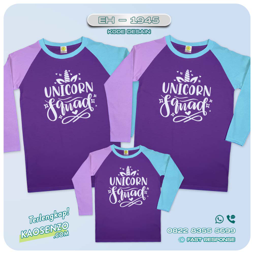 Baju Kaos Couple Keluarga Unicorn | Kaos Ultah Anak | Kaos Family Custom | Kaos Unicorn - EH 1945
