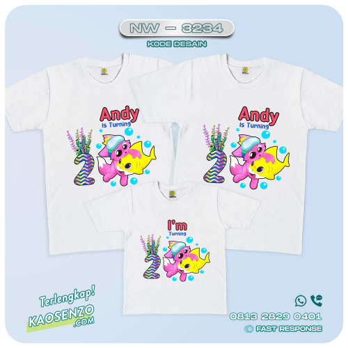Baju Kaos Couple Keluarga Baby Shark | Kaos Family Custom | Kaos Baby Shark - NW 3234