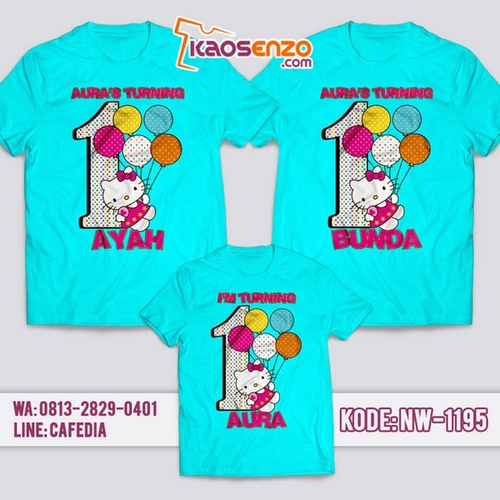Baju Kaos Couple Keluarga Hello Kitty | Kaos Ultah Anak | Kaos Hello Kitty - NW 1195
