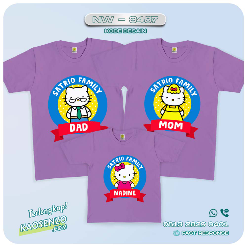 Baju Kaos Couple Keluarga Hello Kitty | Kaos Family Custom | Kaos Hello Kitty - NW 3487