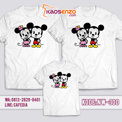 Baju Kaos Couple Keluarga | Kaos Family Custom Mickey & Minnie Mouse - NW 300