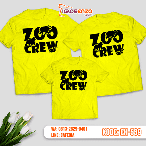 Baju Kaos Couple Keluarga | Kaos Family Custom Motif Zoo Crew - EH 539