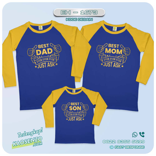 Baju Kaos Couple Keluarga | Kaos Family Custom | Kaos Motif Best Dad Mom - EH - 1673