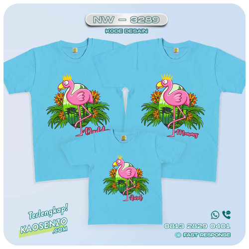 Baju Kaos Couple Keluarga Flamingo | Kaos Ultah Anak | Kaos Flamingo - NW 3289
