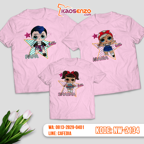 Baju Kaos Couple Keluarga LOL Doll | Kaos Family Custom | Kaos LOL Doll - NW 2134
