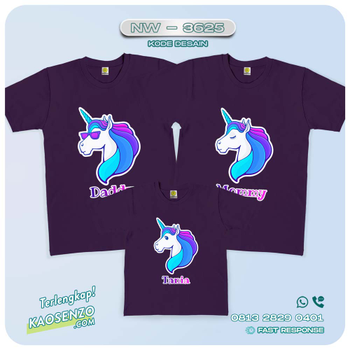 Baju Kaos Couple Keluarga Unicorn | Kaos Family Custom | Kaos Unicorn - NW 3625
