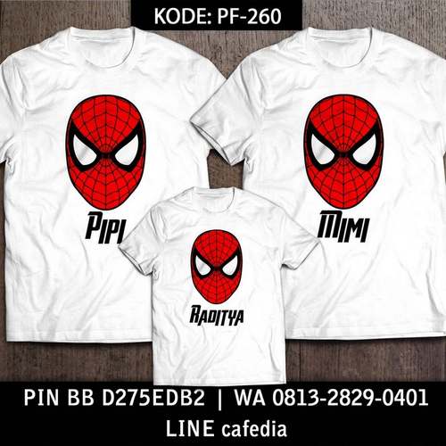 Baju Kaos Couple Keluarga | Kaos Family Custom Spiderman - PF 260