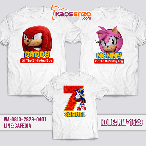 Baju Kaos Couple Keluarga Sonic | Kaos Ultah Anak | Kaos Sonic - NW 1528