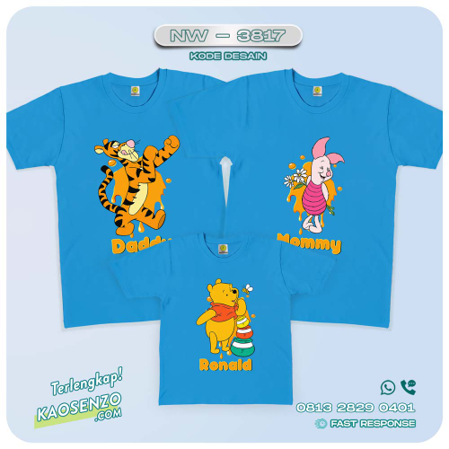 Kaos Couple Keluarga Winnie The Pooh | Kaos Ulang Tahun Anak | Kaos Winnie The Pooh - NW 3817