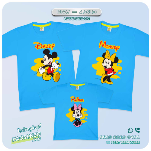 Baju Kaos Couple Keluarga Mickey Mouse | Kaos Family Custom | Kaos Mickey Mouse - NW 4213