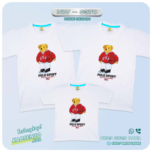 Baju Kaos Couple Keluarga Bear | Kaos Family Custom Bear | Kaos Beruang - NW 5370