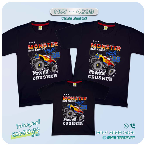 Baju Kaos Couple Keluarga | Kaos Ulang Tahun Anak | Kaos Monster Truck - NW 4809