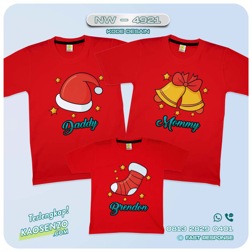 Baju Kaos Couple Keluarga Natal | Kaos Family Custom Christmas | Kaos Natal - NW 4921