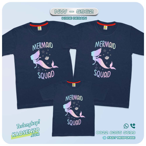 Baju Kaos Couple Keluarga Mermaid | Kaos Family Custom Mermaid | Kaos Mermaid - NW 5962