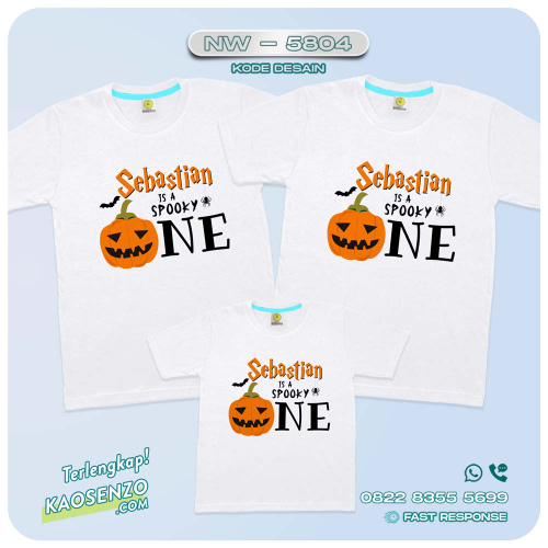 Baju Kaos Couple Keluarga Helloween | Kaos Ultah Anak Custom | Kaos Halloween - NW 5804