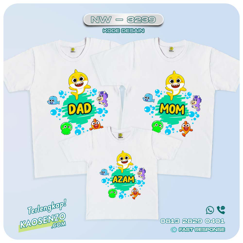 Baju Kaos Couple Keluarga Baby Shark | Kaos Family Custom | Kaos Baby Shark - NW 3239