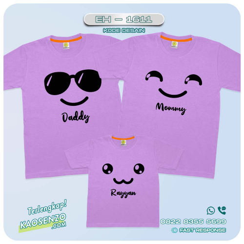 Baju Kaos Couple Keluarga | Kaos Family Custom Motif Smile Face - EH 1611