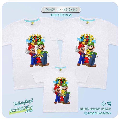 Baju Kaos Couple Keluarga Super Mario | Kaos Ulang Tahun Anak Super Mario | Kaos Super Mario - NW 6090