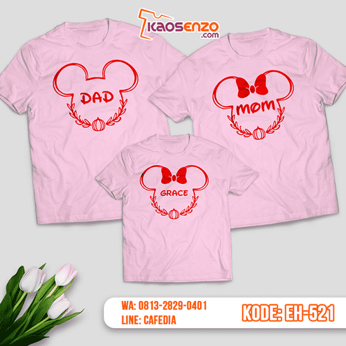Baju Kaos Couple Keluarga | Kaos Family Custom Mickey Minnie Mouse - EH 521