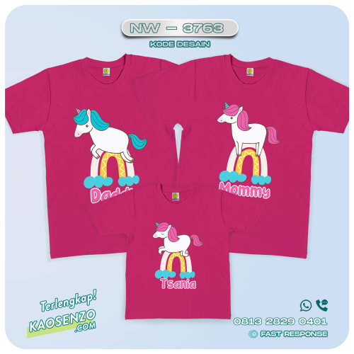 Baju Kaos Couple Keluarga Unicorn | Kaos Family Custom | Kaos Unicorn - NW 3763