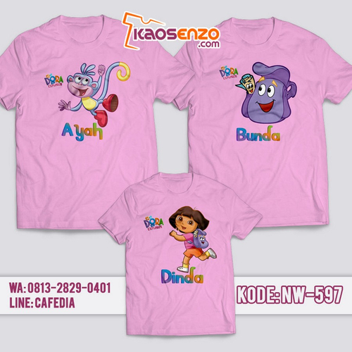 Baju Kaos Couple Keluarga | Kaos Family Custom Dora The Explorer - NW 597