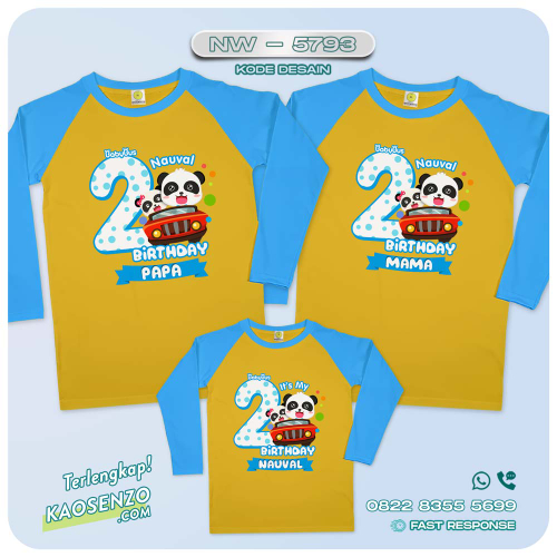 Baju Kaos Couple Keluarga Panda | Kaos Family Custom Baby Bus | Kaos Motif Baby Bus - NW 5793