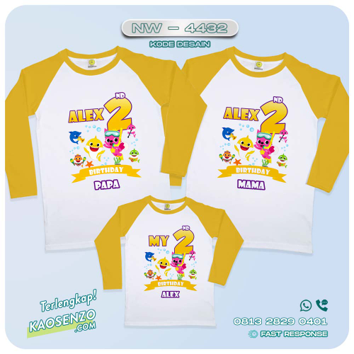 Baju Kaos Couple Keluarga Baby Shark | Kaos Family Custom | Kaos Baby Shark - NW 4432