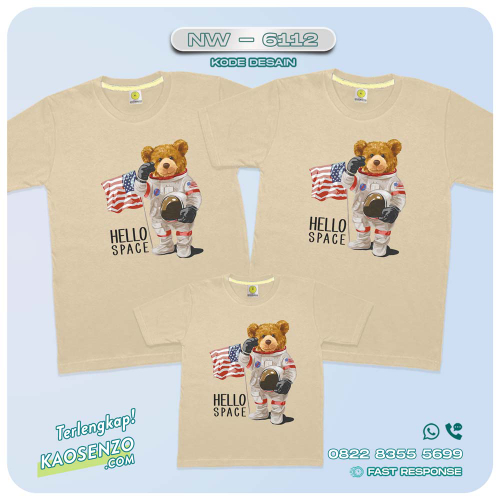 Baju Kaos Couple Keluarga Bear | Kaos Family Custom Bear | Kaos Beruang - NW 6112