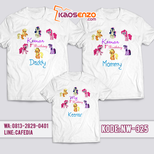 Kaos Couple Keluarga | Kaos Ulang Tahun Anak Little Pony - NW 325