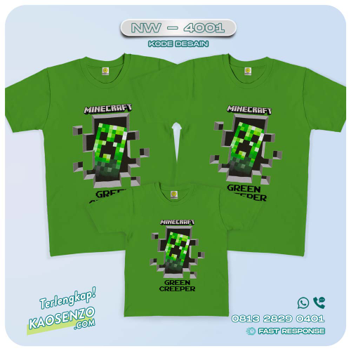 Baju Kaos Couple Keluarga Minecraft | Kaos Ulang Tahun Anak | Kaos Minecraft - NW 4001