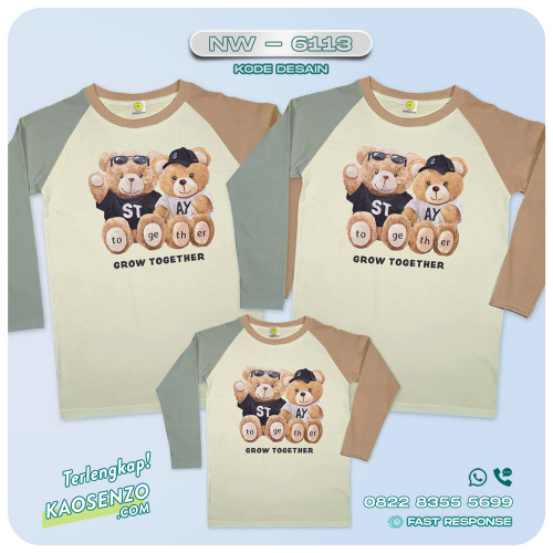 Baju Kaos Couple Keluarga Bear | Kaos Family Custom Bear | Kaos Beruang - NW 6113
