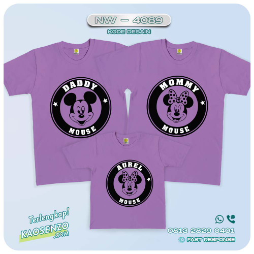 Baju Kaos Couple Keluarga Mickey Minnie Mouse | Kaos Family Custom | Kaos Mickey Minnie Mouse - NW 4089