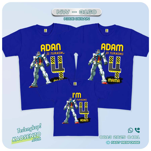 Kaos Couple Keluarga | Kaos Ulang Tahun Anak | Kaos Gundam - NW 3160
