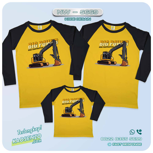 Baju Kaos Couple Keluarga Excavator | Kaos Family Custom | Kaos Motif Excavator - NW 5669