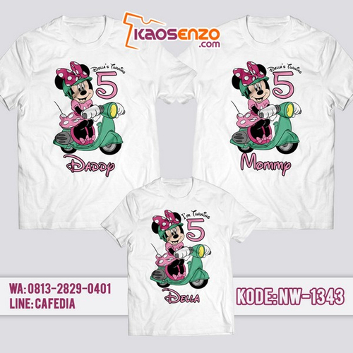 Baju Kaos Couple Keluarga Mickey Minnie Mouse | Kaos Ultah Anak | Kaos Mickey Minnie Mouse - NW 1343