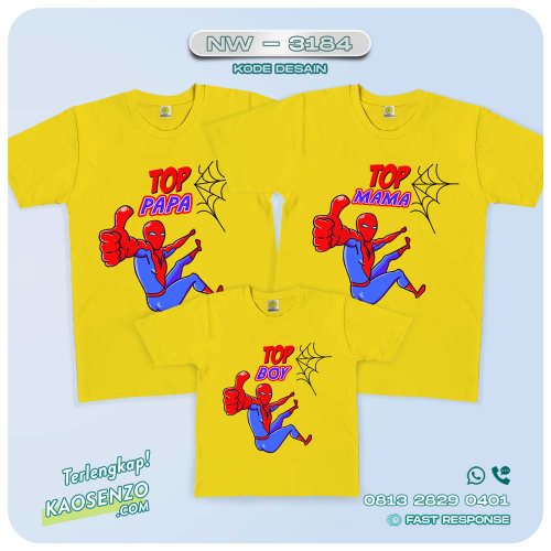 Kaos Couple Keluarga Spiderman | Kaos Ultah Anak | Kaos Spiderman - NW 3184