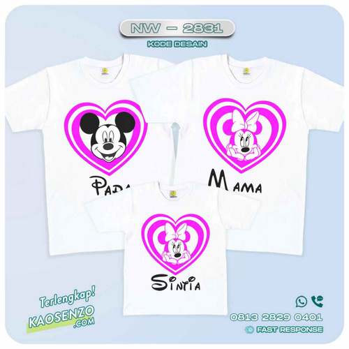 Baju Kaos Couple Keluarga Mickey Minnie Mouse | Kaos Ultah Anak | Kaos Mickey Minnie Mouse - NW 2831