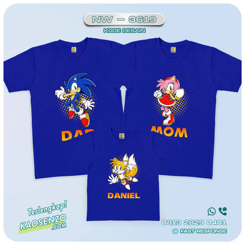 Kaos Couple Keluarga Sonic | Kaos Ulang Tahun Anak | Kaos Sonic - NW 3619
