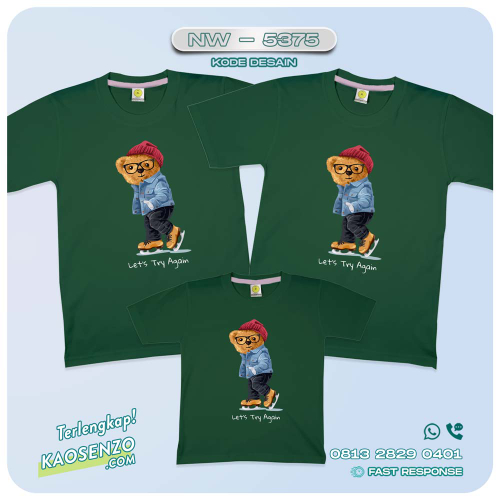 Baju Kaos Couple Keluarga Bear | Kaos Family Custom Bear | Kaos Beruang - NW 5375