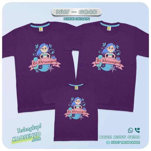 Baju Kaos Couple Keluarga Mermaid | Kaos Family Custom Mermaid | Kaos Mermaid - NW 6040